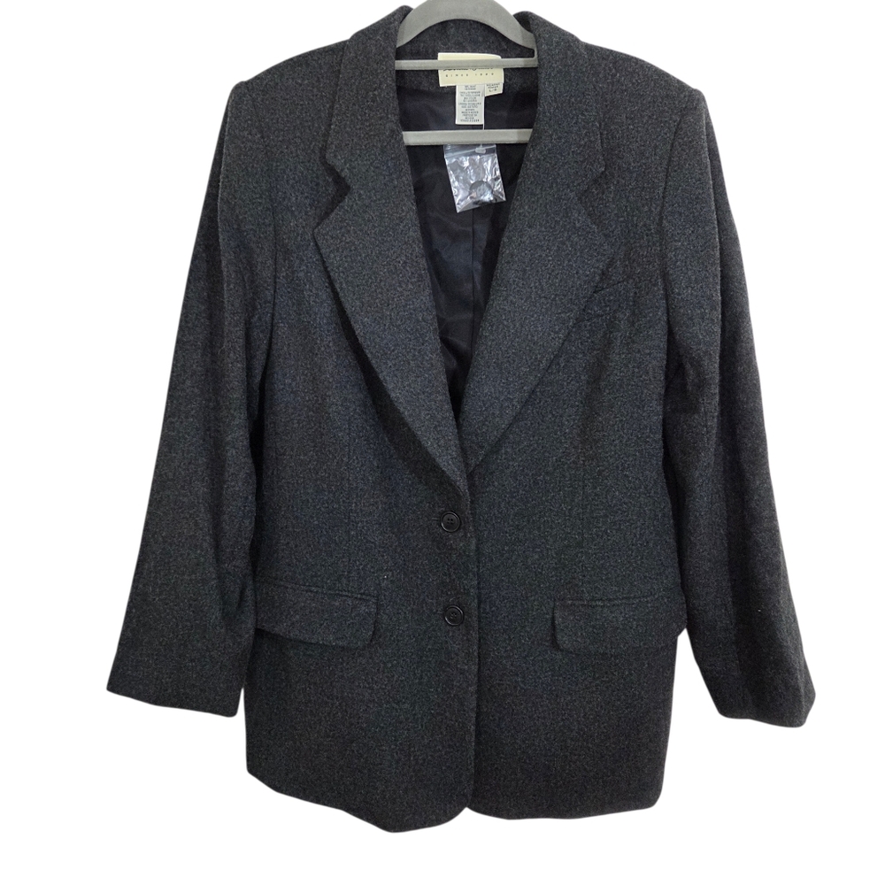 NWOT Eddie Bauer Wool Angora Blazer Jacket Grey Womens Large Business Casual